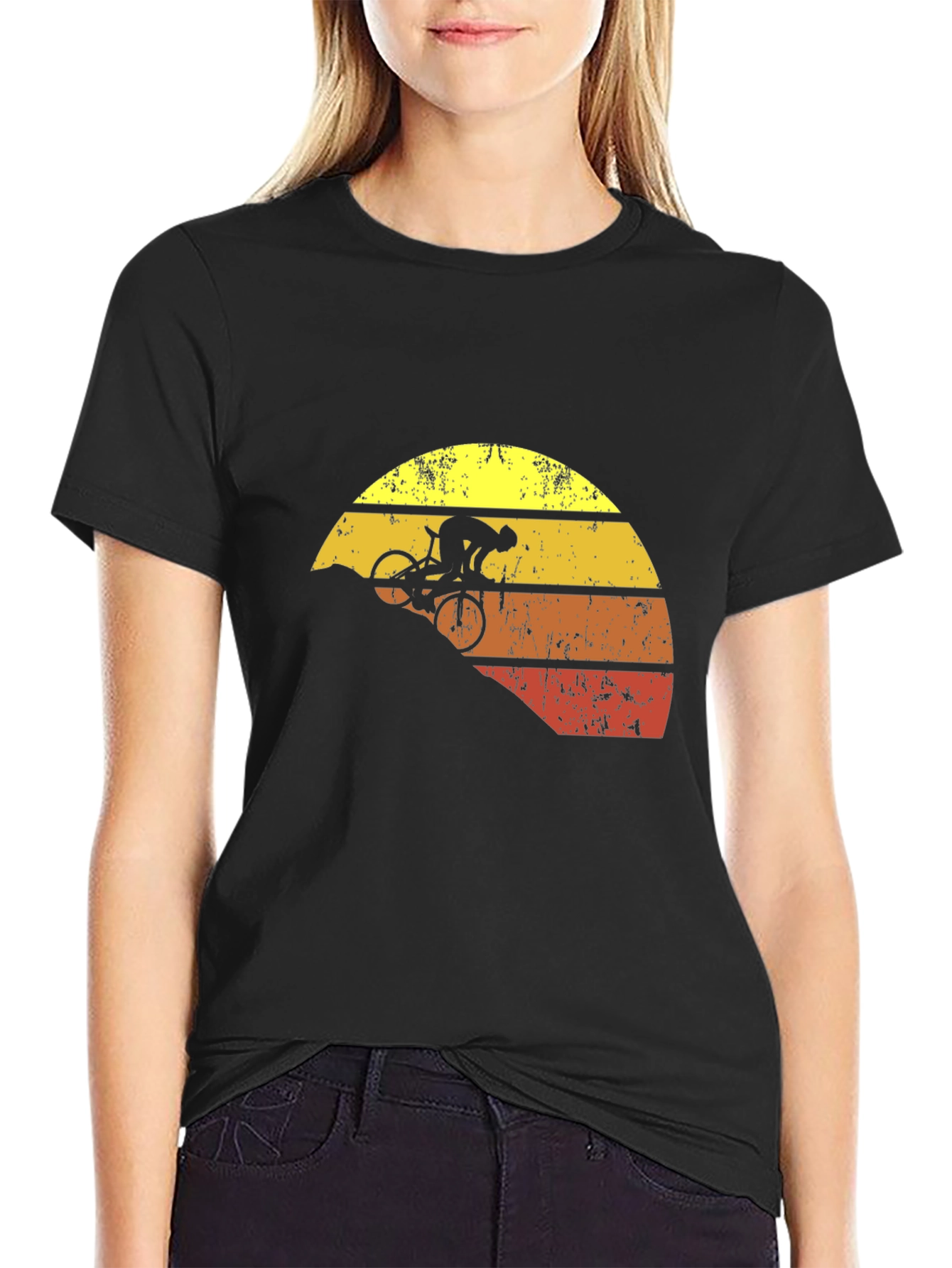 Mountain Biker Sunset Graphic T-Shirt