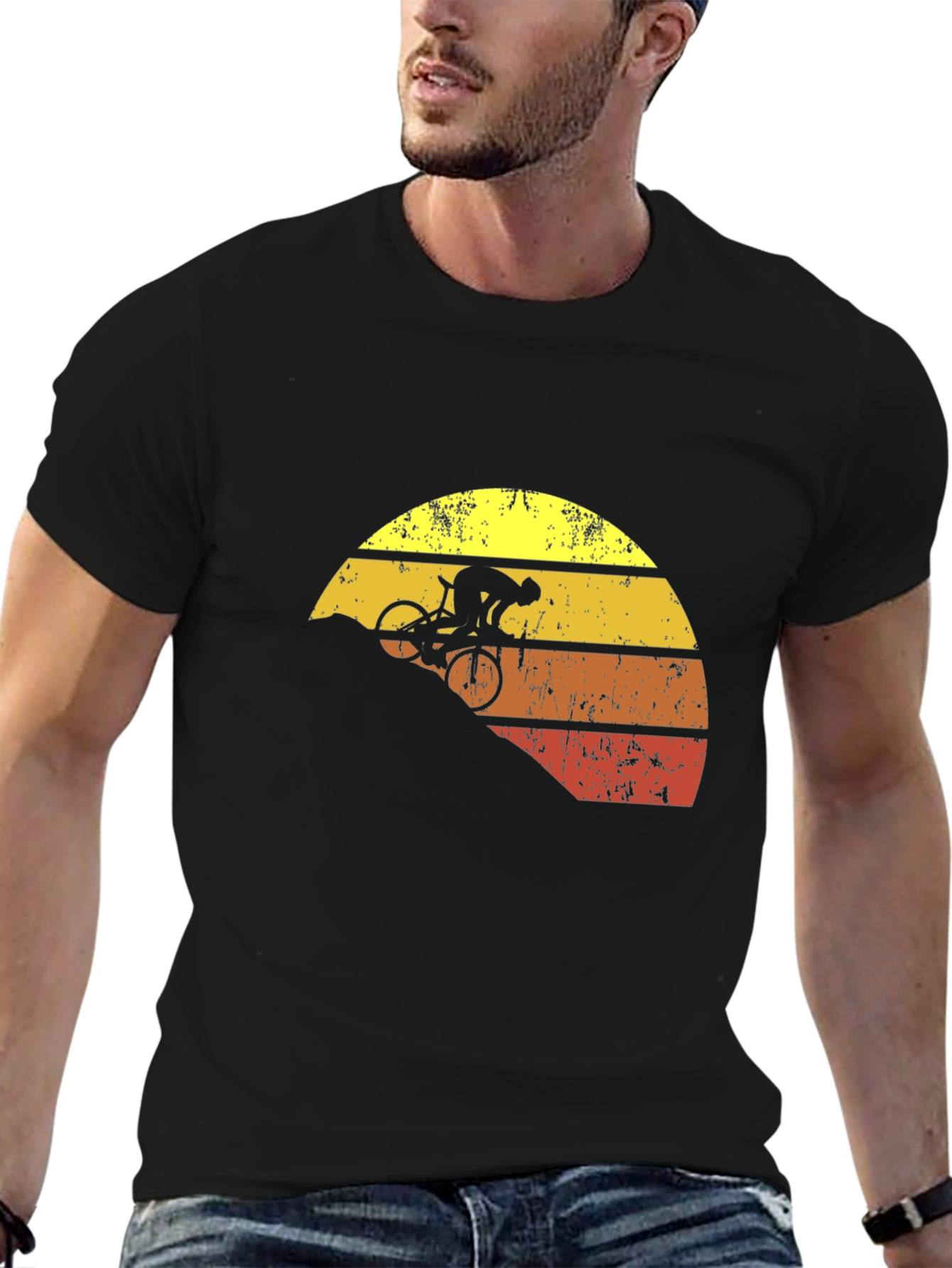 Mountain Biker Sunset Graphic T-Shirt