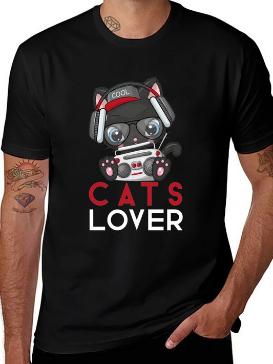 Cool Cat Lover T-Shirt - Boombox Headphones