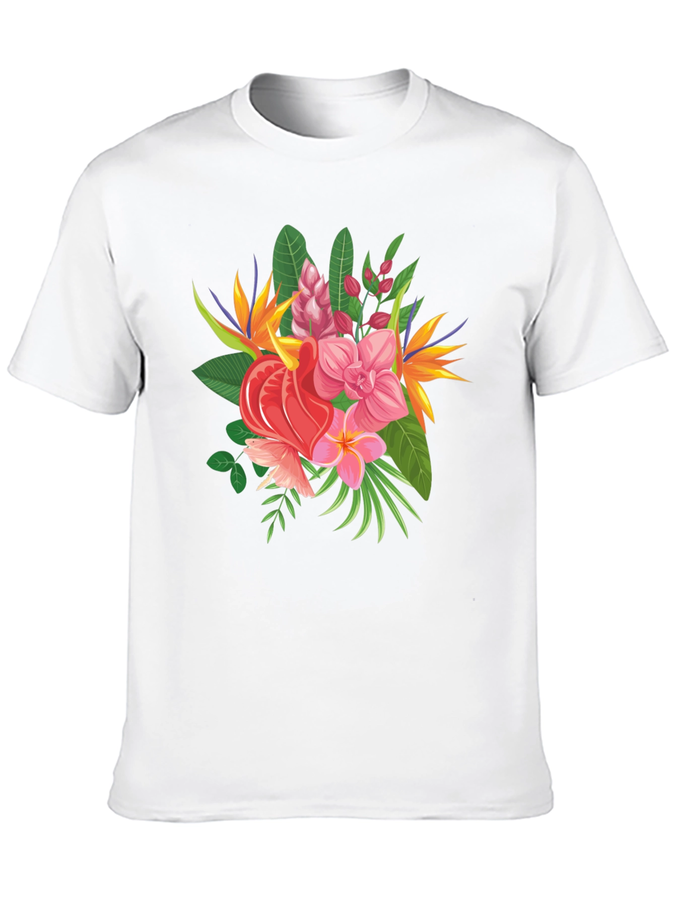 Tropical Floral Graphic Tee - Black Casual Shirt