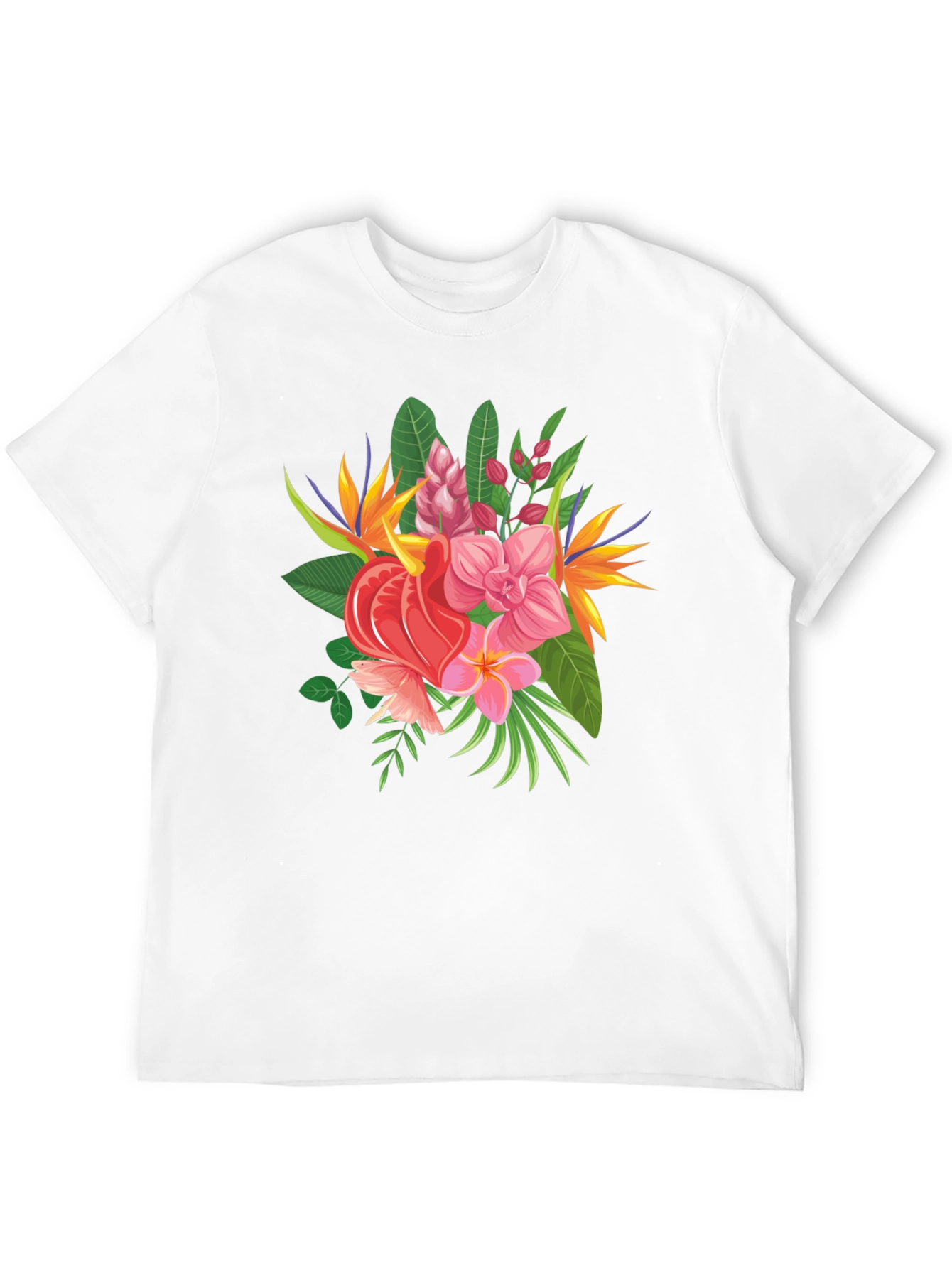 Tropical Floral Graphic Tee - Black Casual Shirt