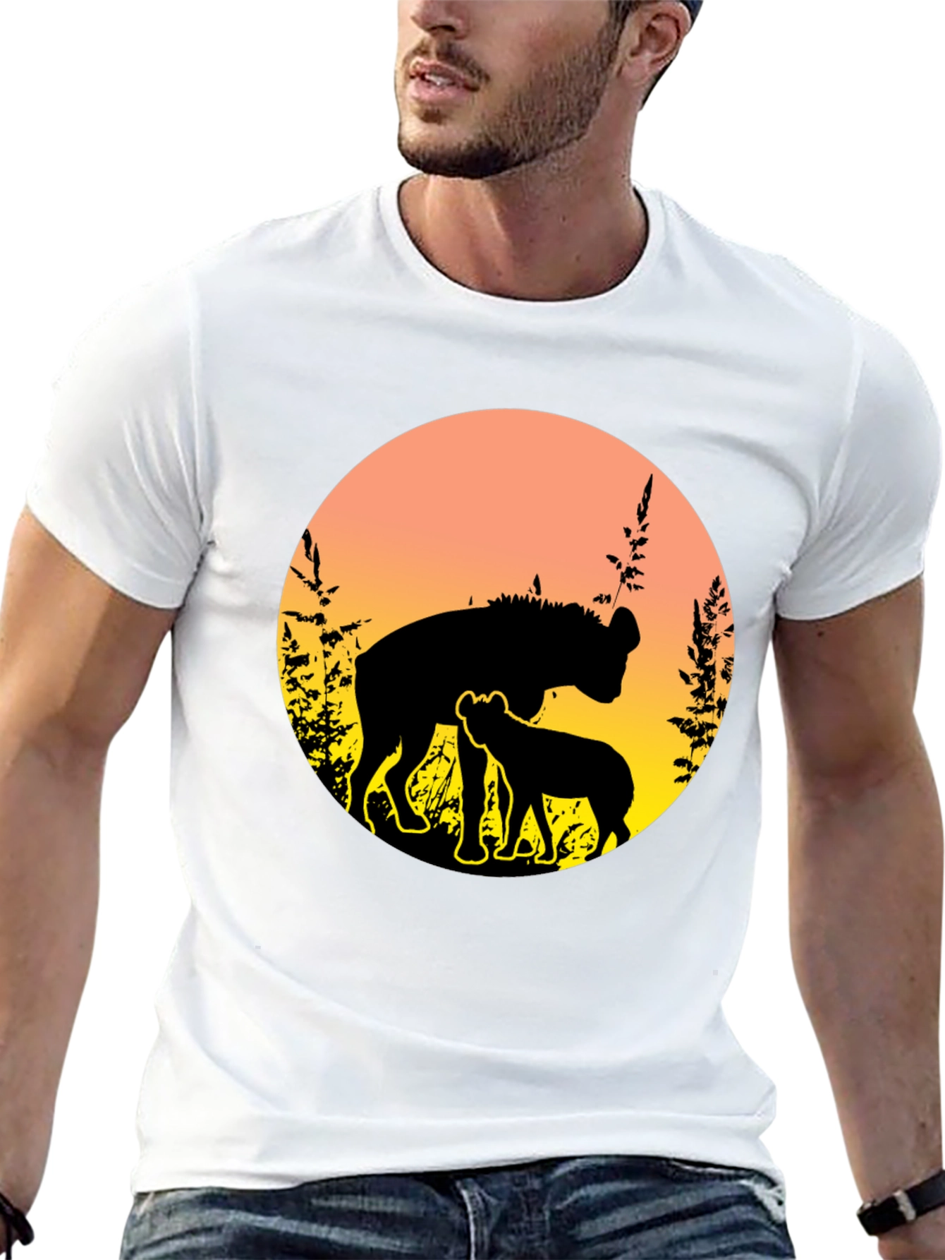Hyena Sunset Graphic Tee - Unique Wildlife T-Shirt