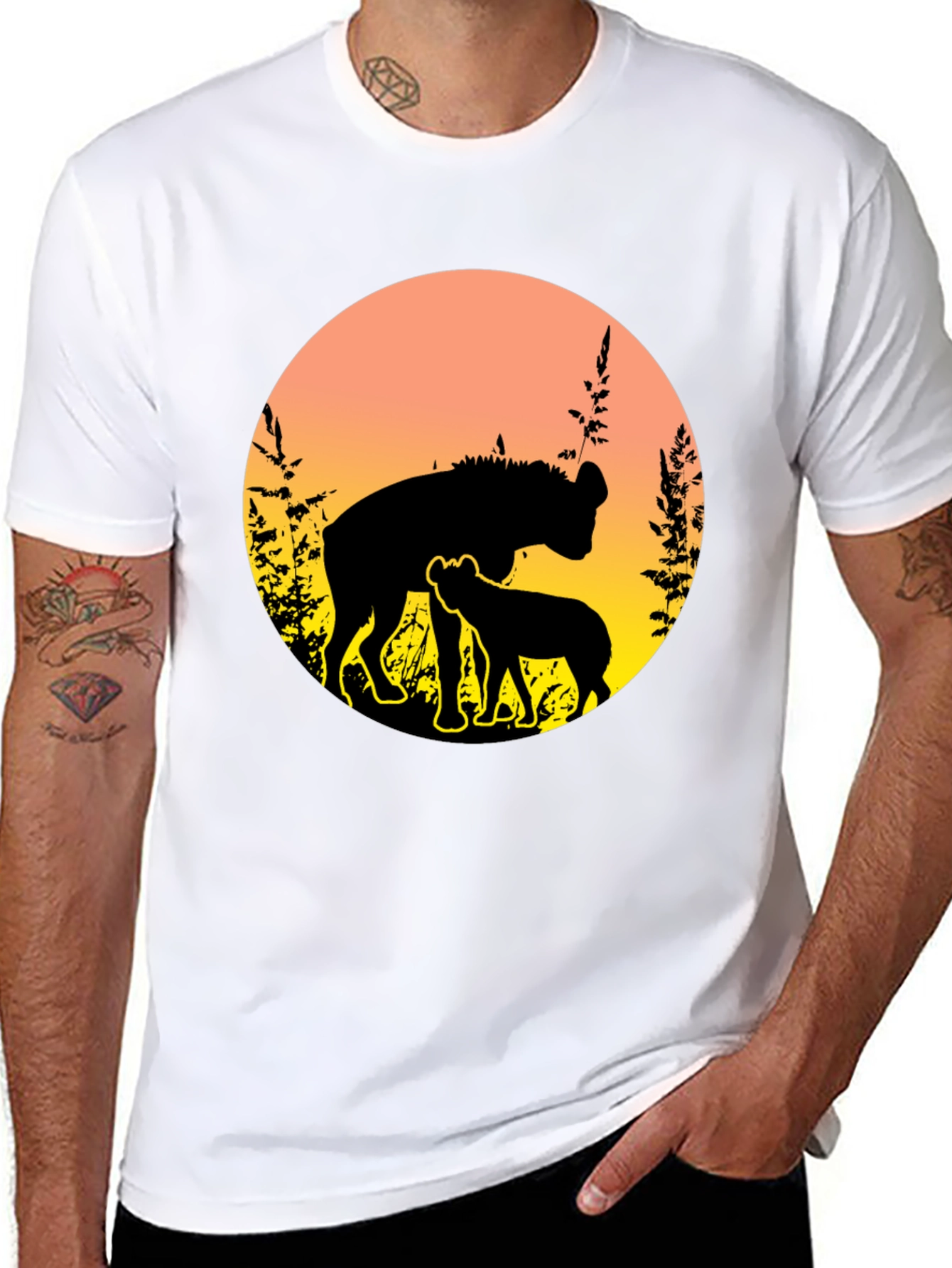 Hyena Sunset Graphic Tee - Unique Wildlife T-Shirt