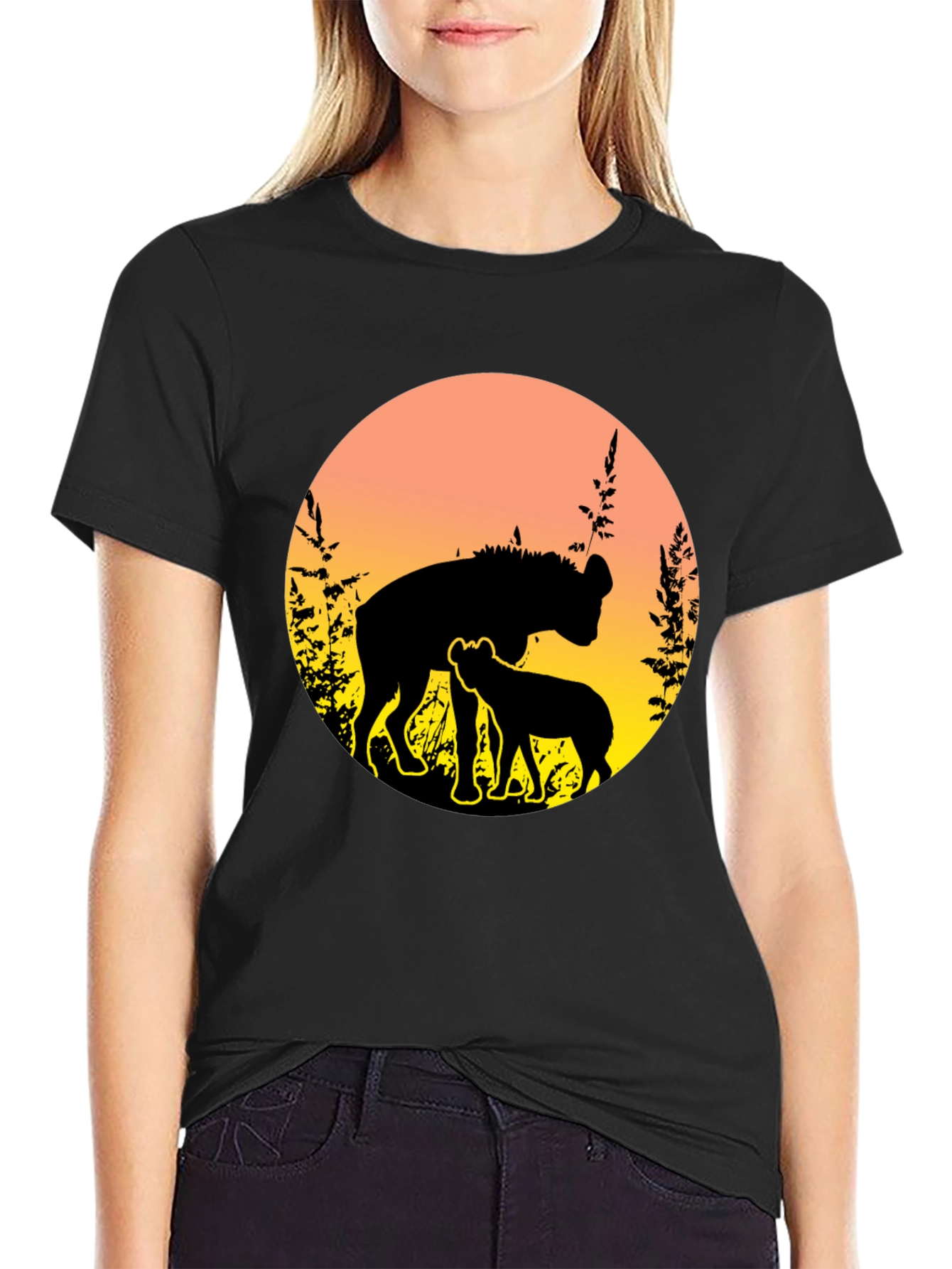 Hyena Sunset Graphic Tee - Unique Wildlife T-Shirt