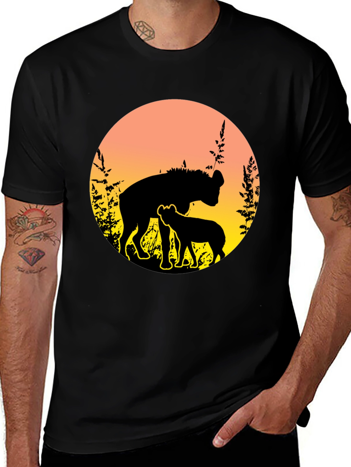 Hyena Sunset Graphic Tee - Unique Wildlife T-Shirt