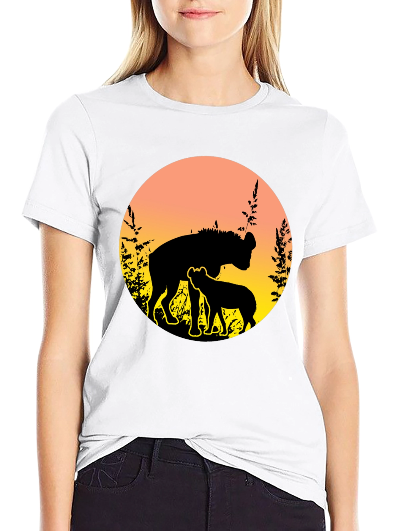 Hyena Sunset Graphic Tee - Unique Wildlife T-Shirt