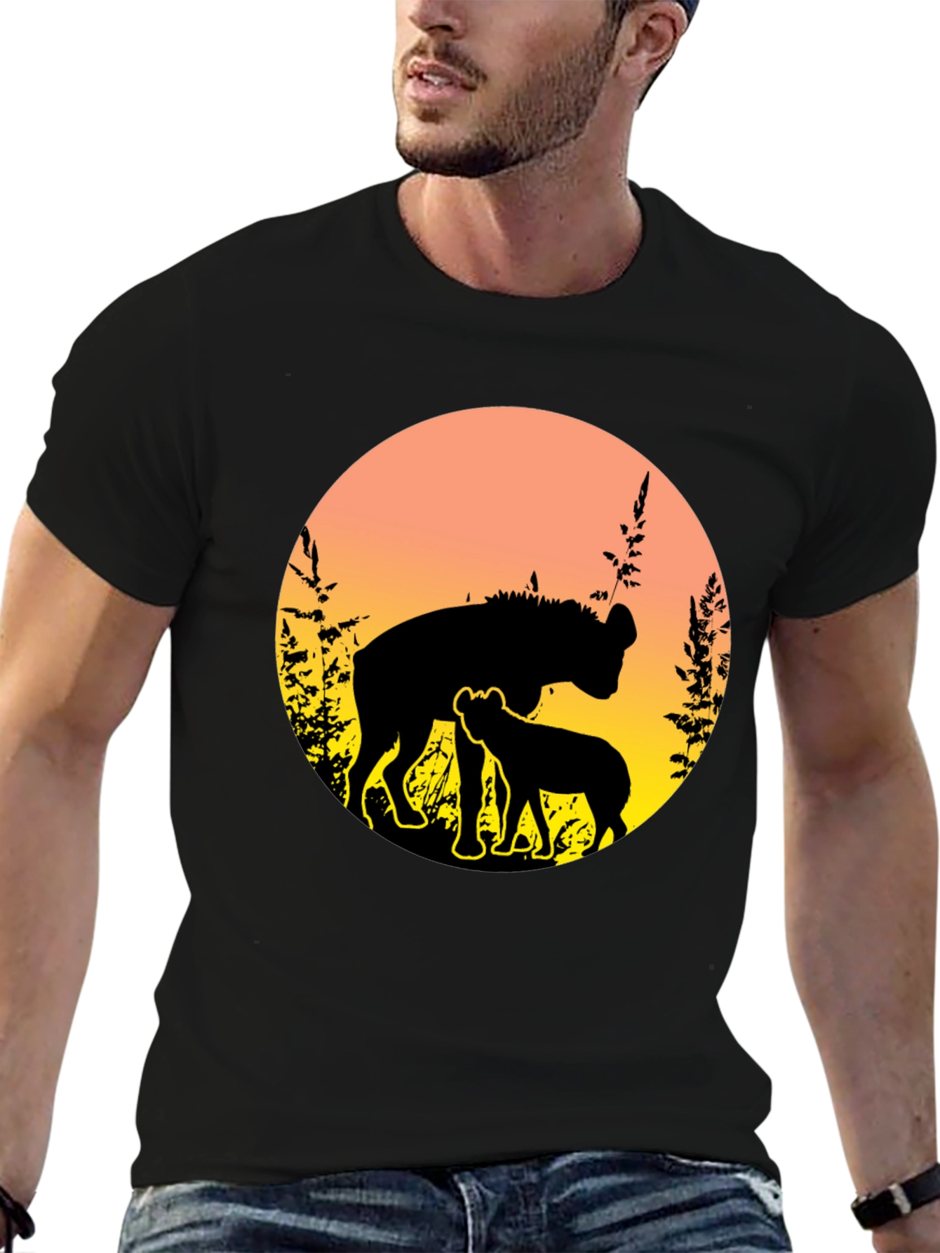 Hyena Sunset Graphic Tee - Unique Wildlife T-Shirt