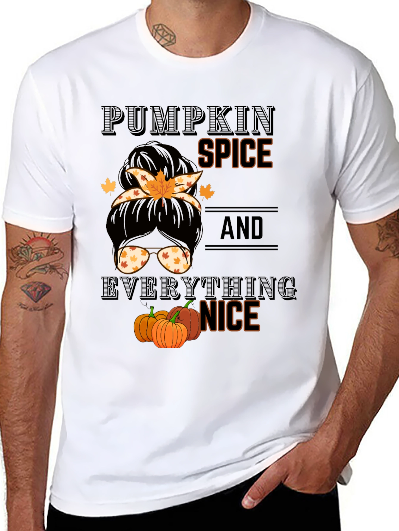 Pumpkin Spice & Everything Nice Messy Bun T-Shirt