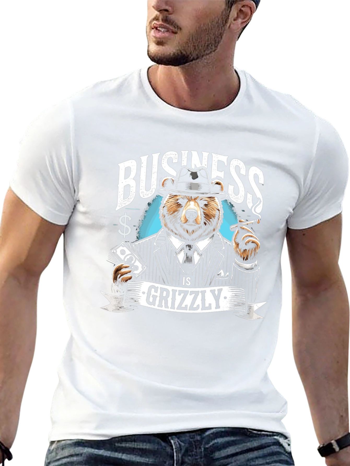 Business Grizzly T-Shirt - Cool Bear Design