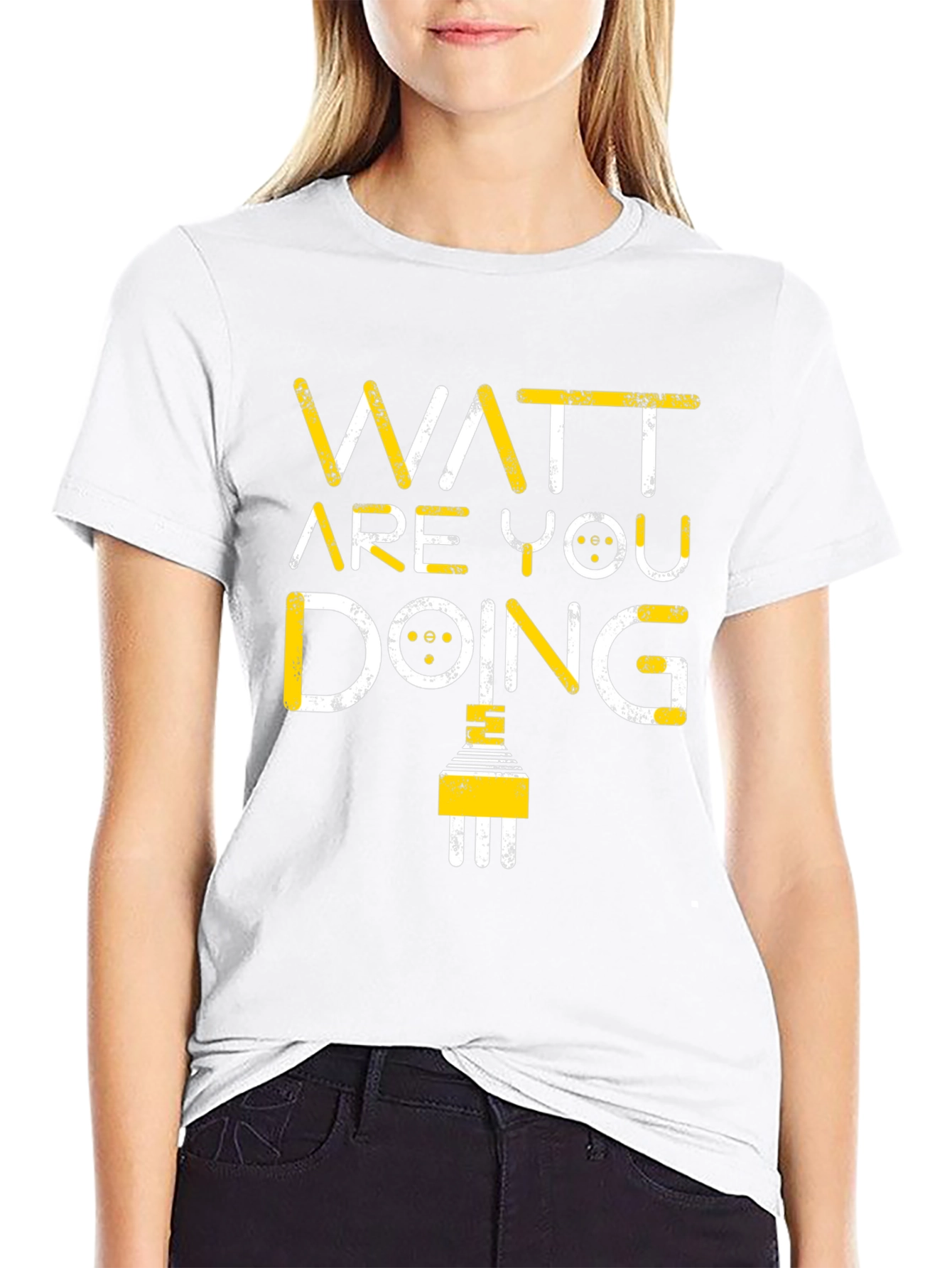 Watt Are You Doing Funny Electrical Pun T-Shirt
