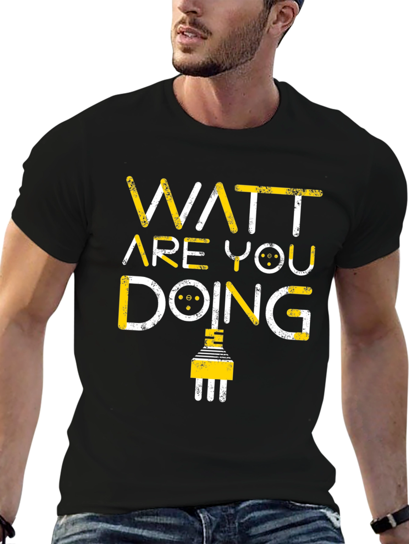 Watt Are You Doing Funny Electrical Pun T-Shirt